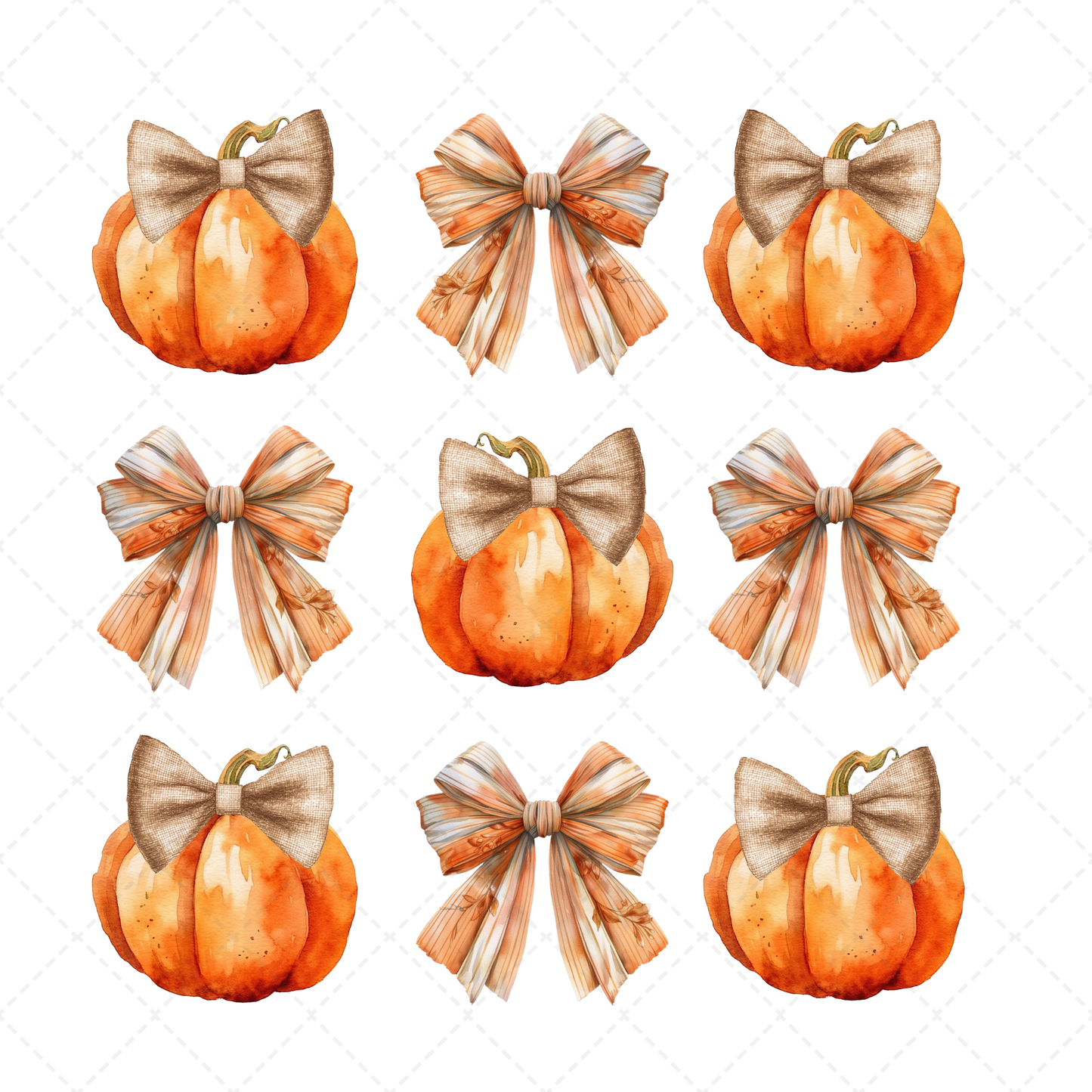 Fall Pumpkin And Bows Transfer