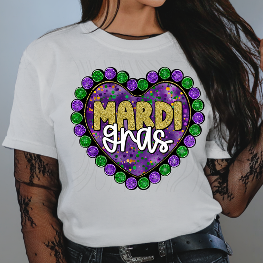 Mardi Gras Heart Transfer**SOLD SEPARATELY**