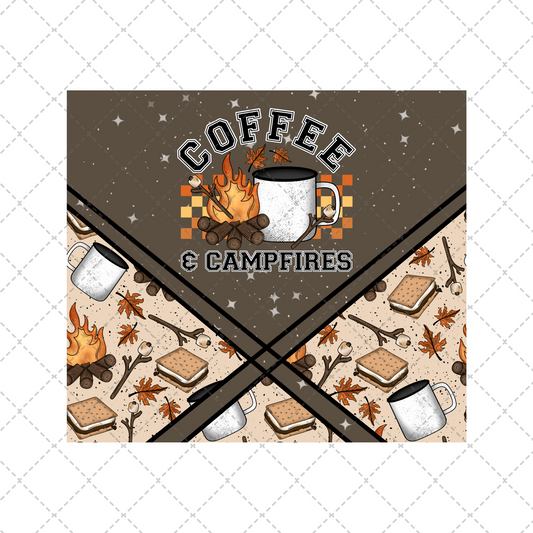 Coffee & Campfires Tumbler Wrap - Sublimation Transfer