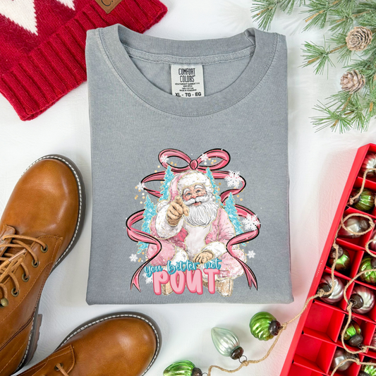 Pink Santa You Better Not Pout Transfer
