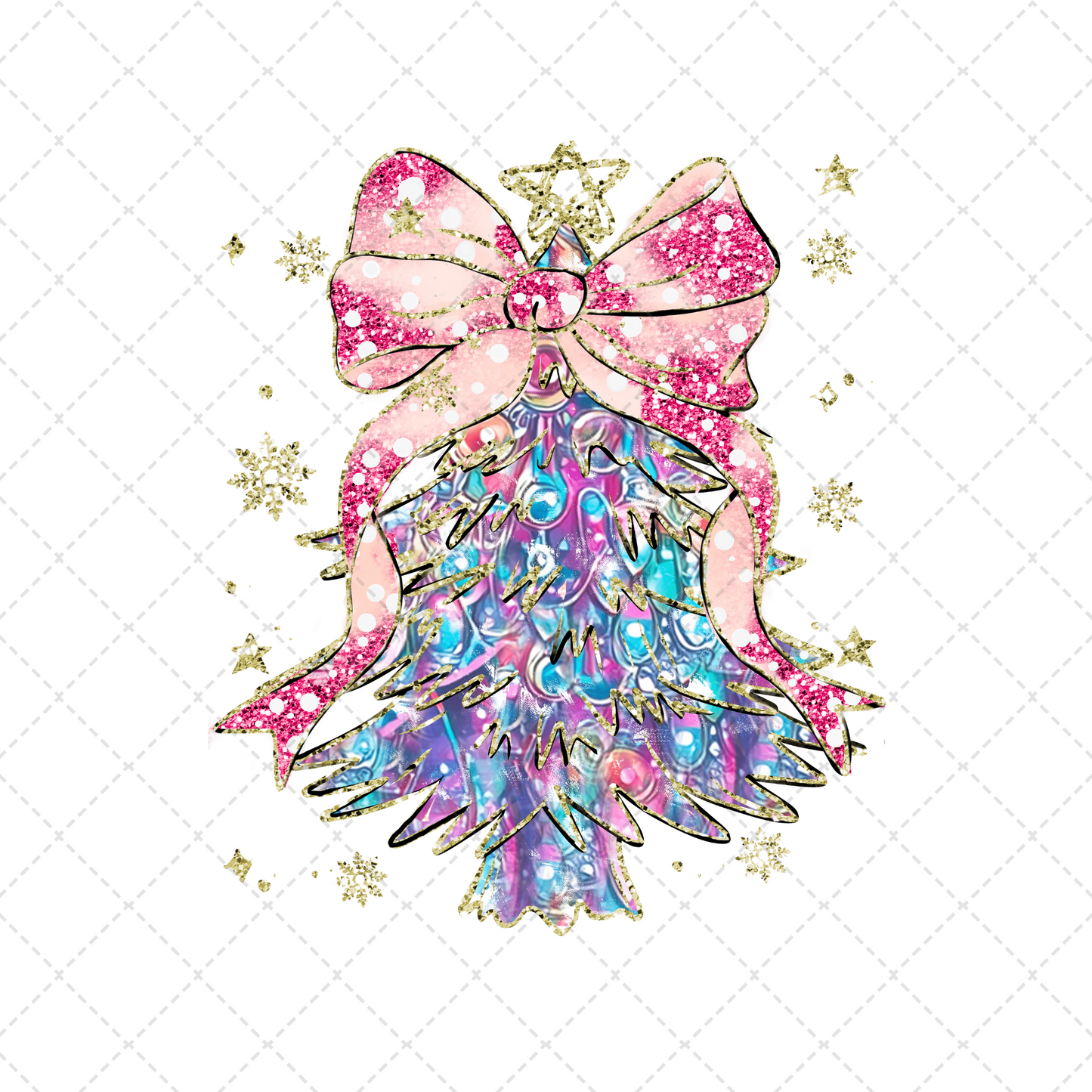 Colorful Glitter Christmas Tree Transfer