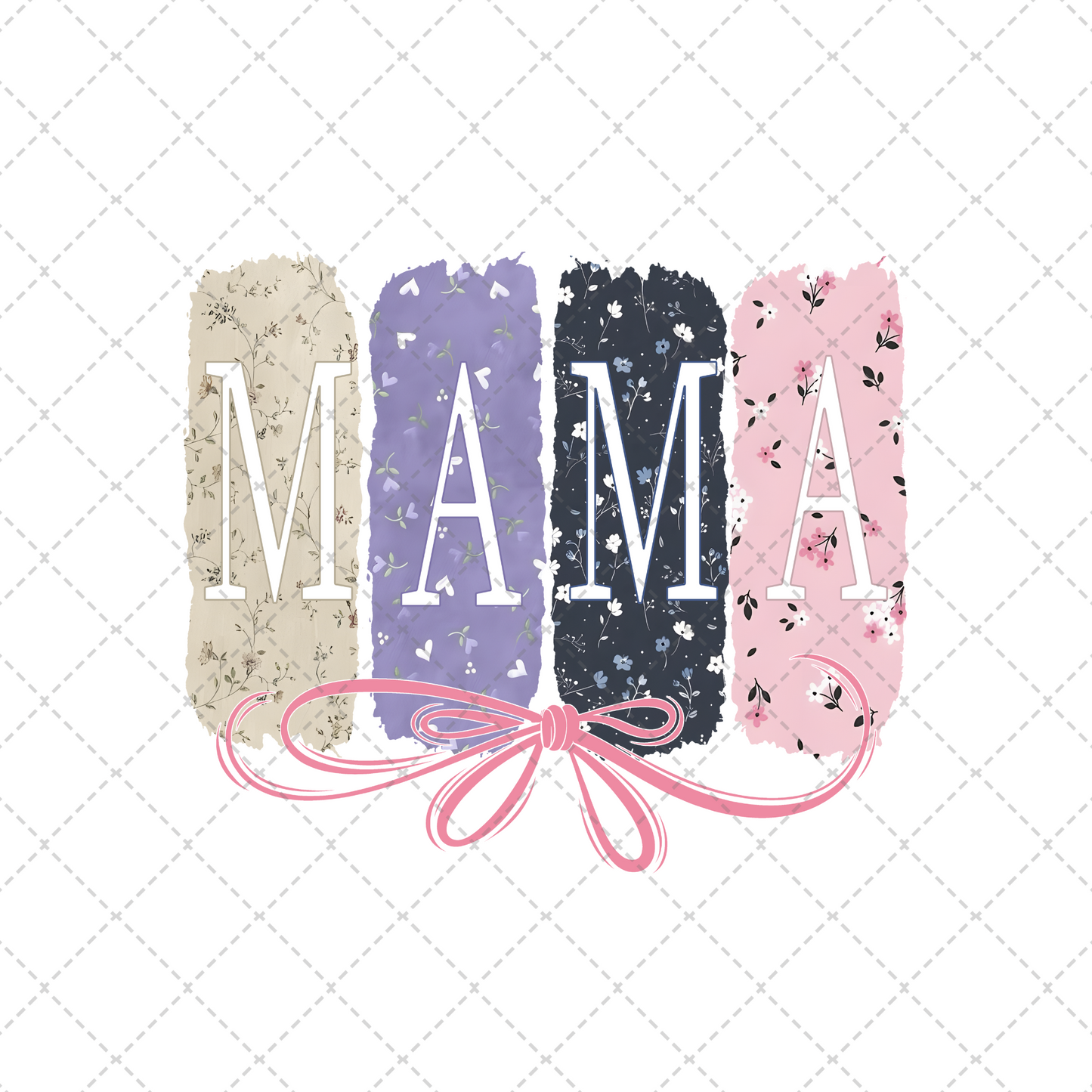 Mama Floral Striped Transfer