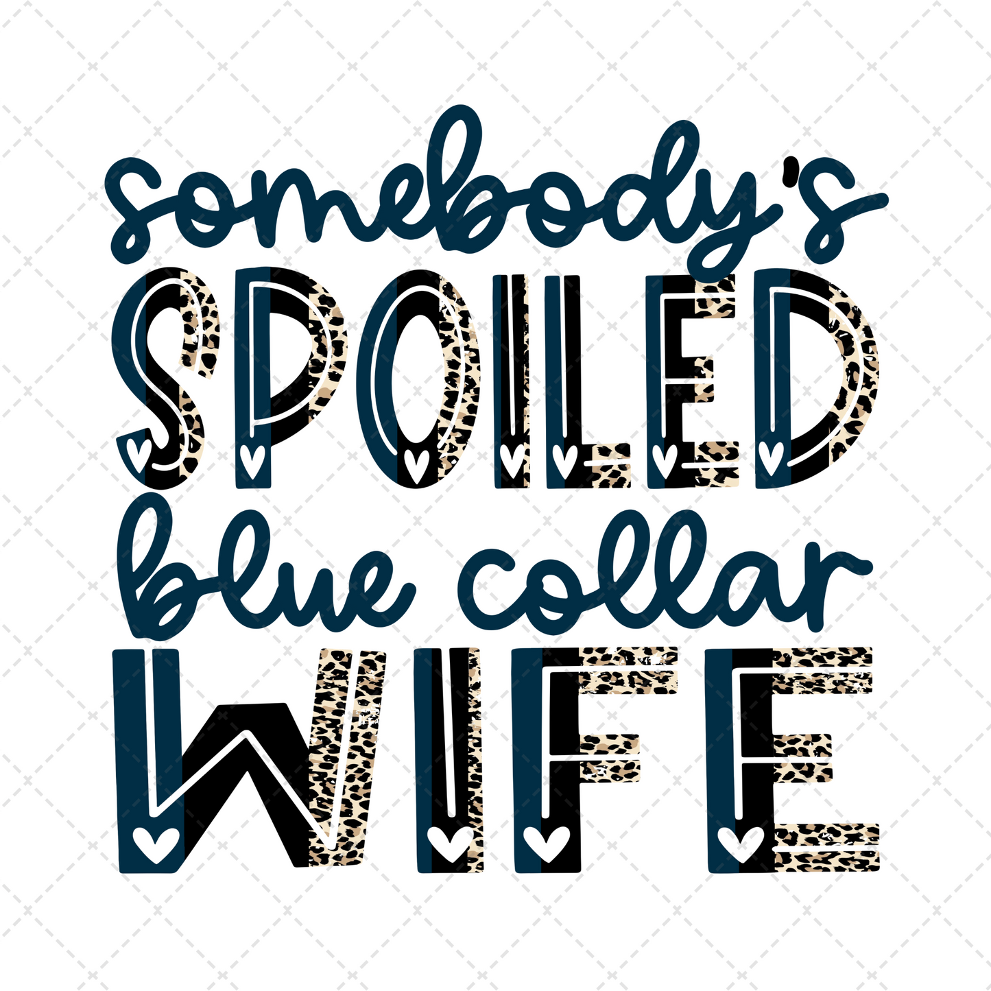 Blue Collar Wife Heart Leopard Transfer