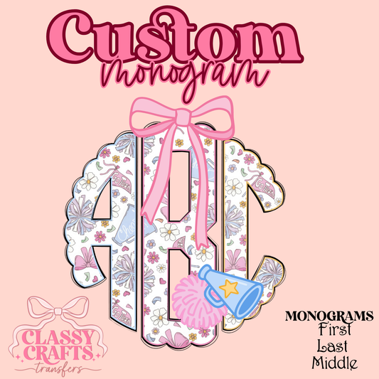 Coquette Cheer - Custom Monogram Transfer