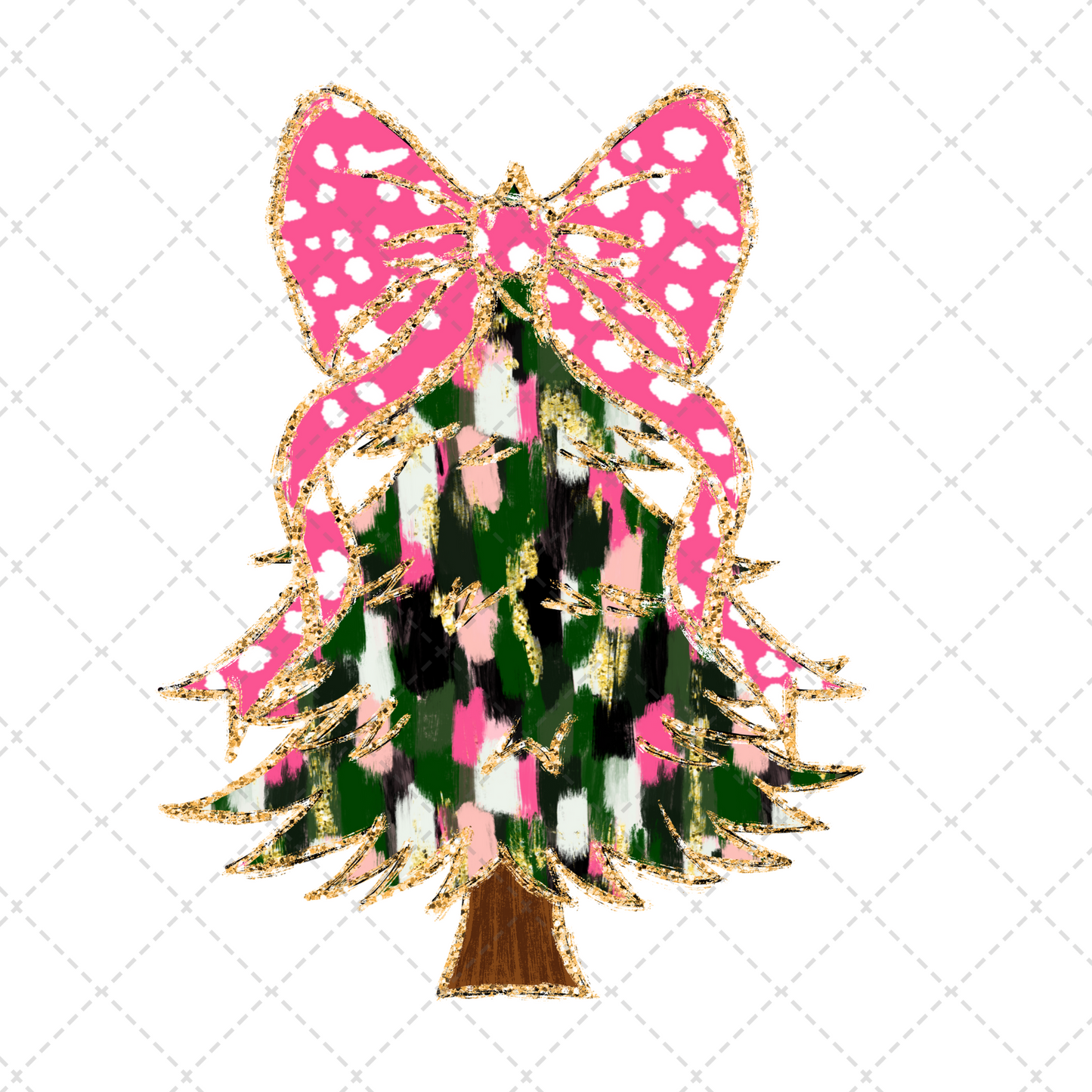 Christmas Tree Pink Bow Transfer