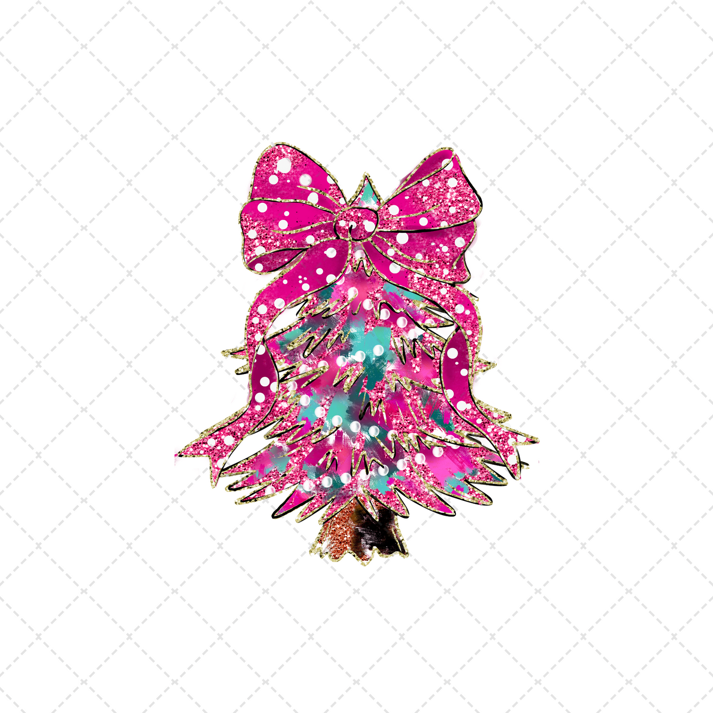 Pink And Blue Christmas Tree Pink Polka Dot Bow Transfer