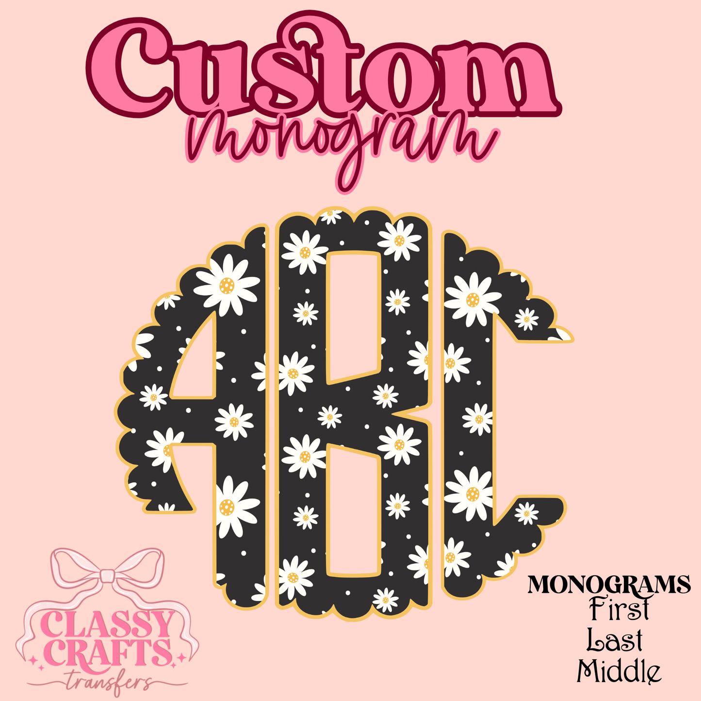 Cute Daisy - Custom Monogram Transfer