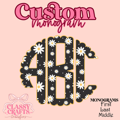 Cute Daisy - Custom Monogram Transfer
