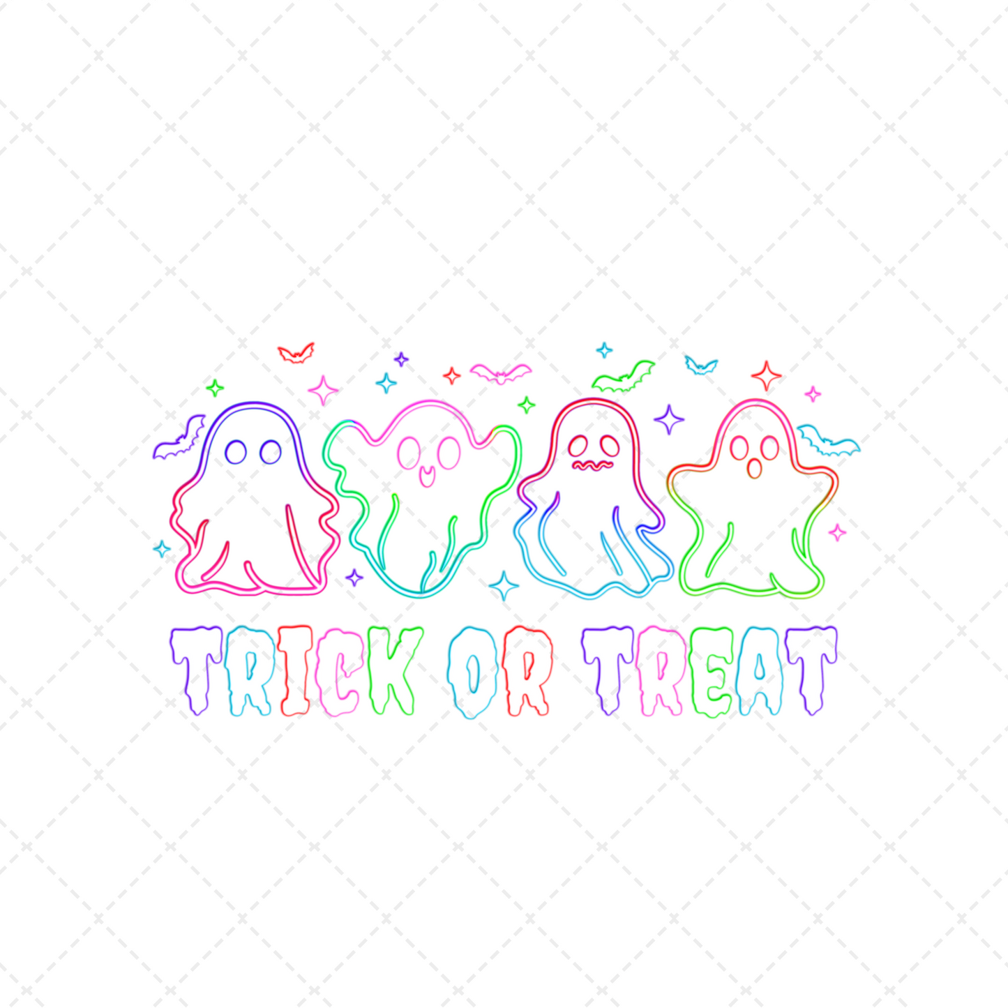 Neon Trick Or Treat Transfer