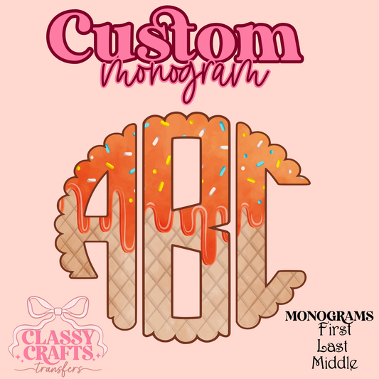 Summer Ice cream - Custom Monogram Transfer