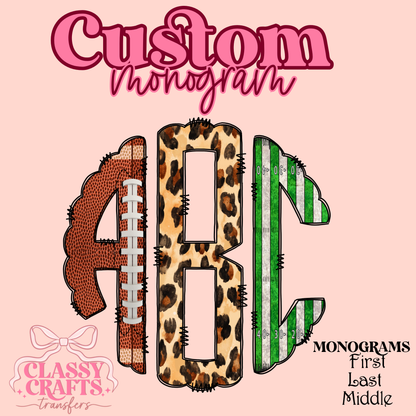 Football Field- Custom Monogram Transfer