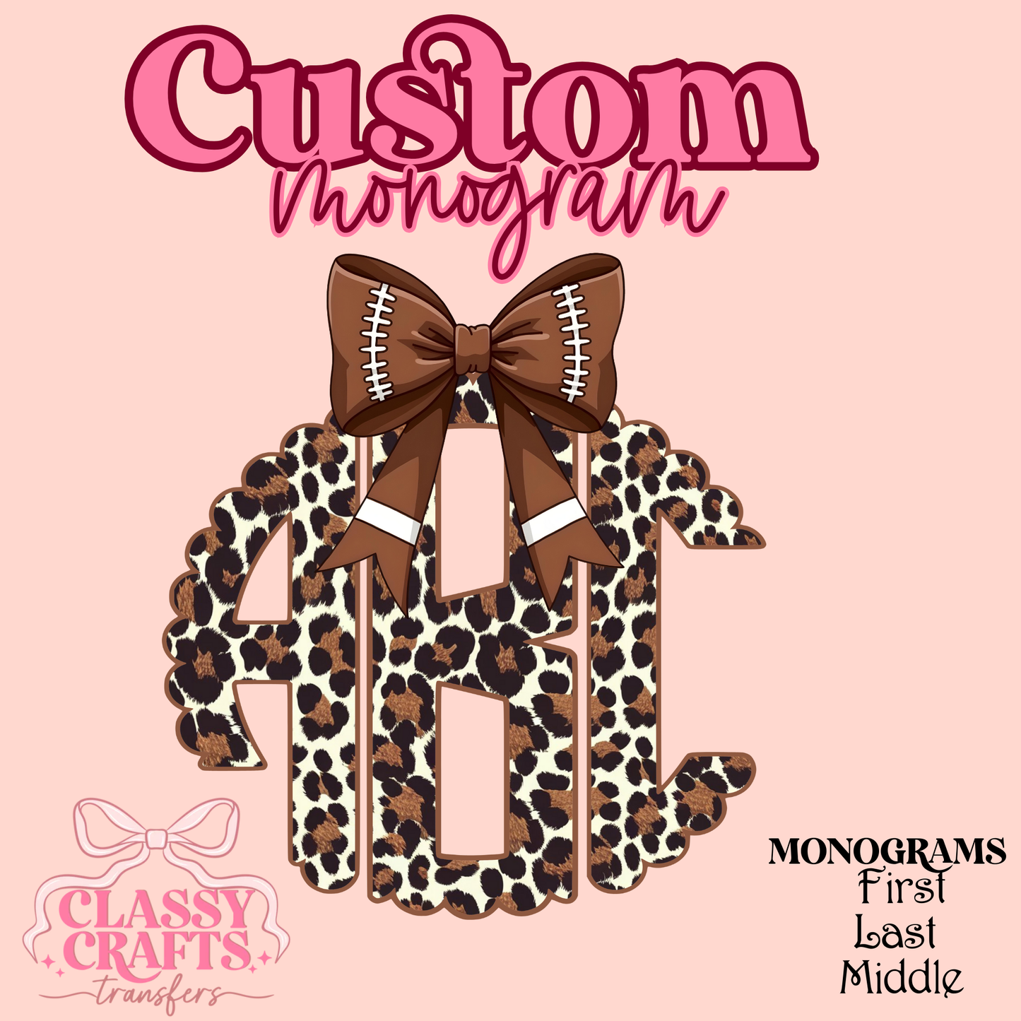 Leopard Football Coquette - Custom Monogram Transfer