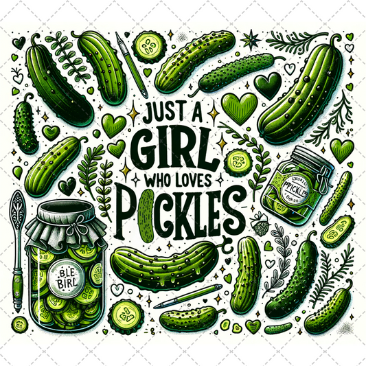 Girl Who Loves Pickles Tumbler Wrap - Sublimation Transfer