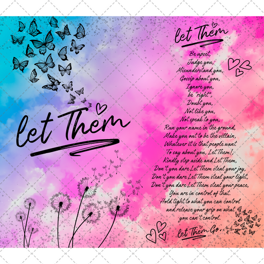 Let Them Pastel Tumbler Wrap - Sublimation Transfer