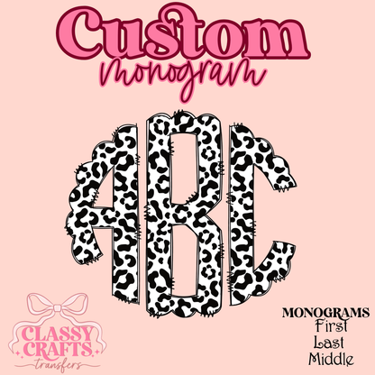 Black Leopard - Custom Monogram Transfer