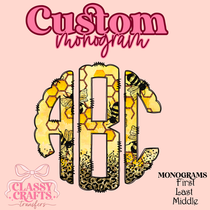 Bee-Comb - Custom Monogram Transfer