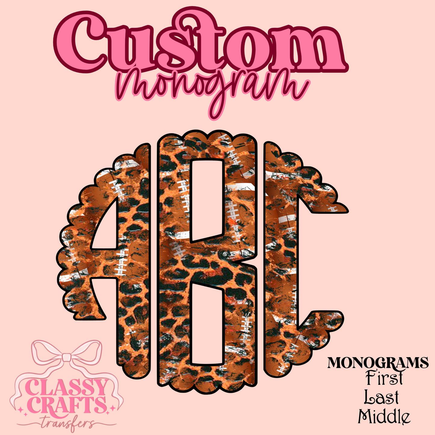Football Grunge Leopard  - Custom Monogram Transfer