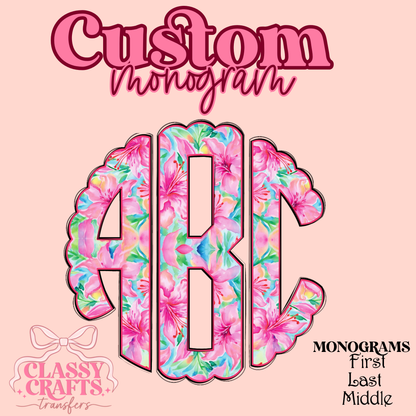 Muti Color Lilly - Custom Monogram Transfer