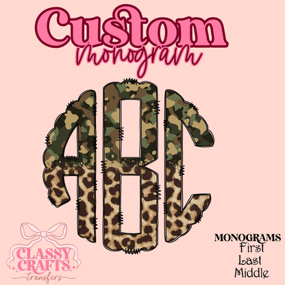 Army Leopard- Custom Monogram Transfer