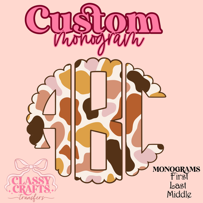 Boho Cowhide - Custom Monogram Transfer