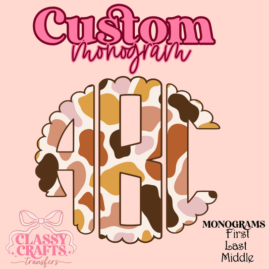 Boho Cowhide - Custom Monogram Transfer