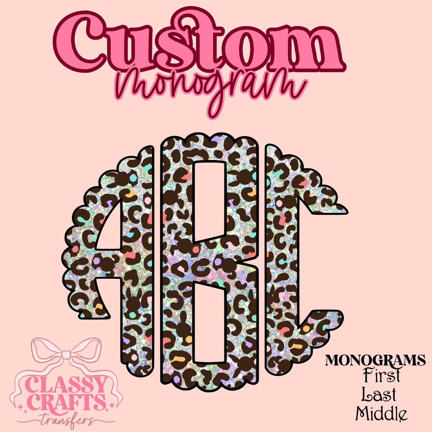 Easter Leopard Rainbow - Custom Monogram Transfer