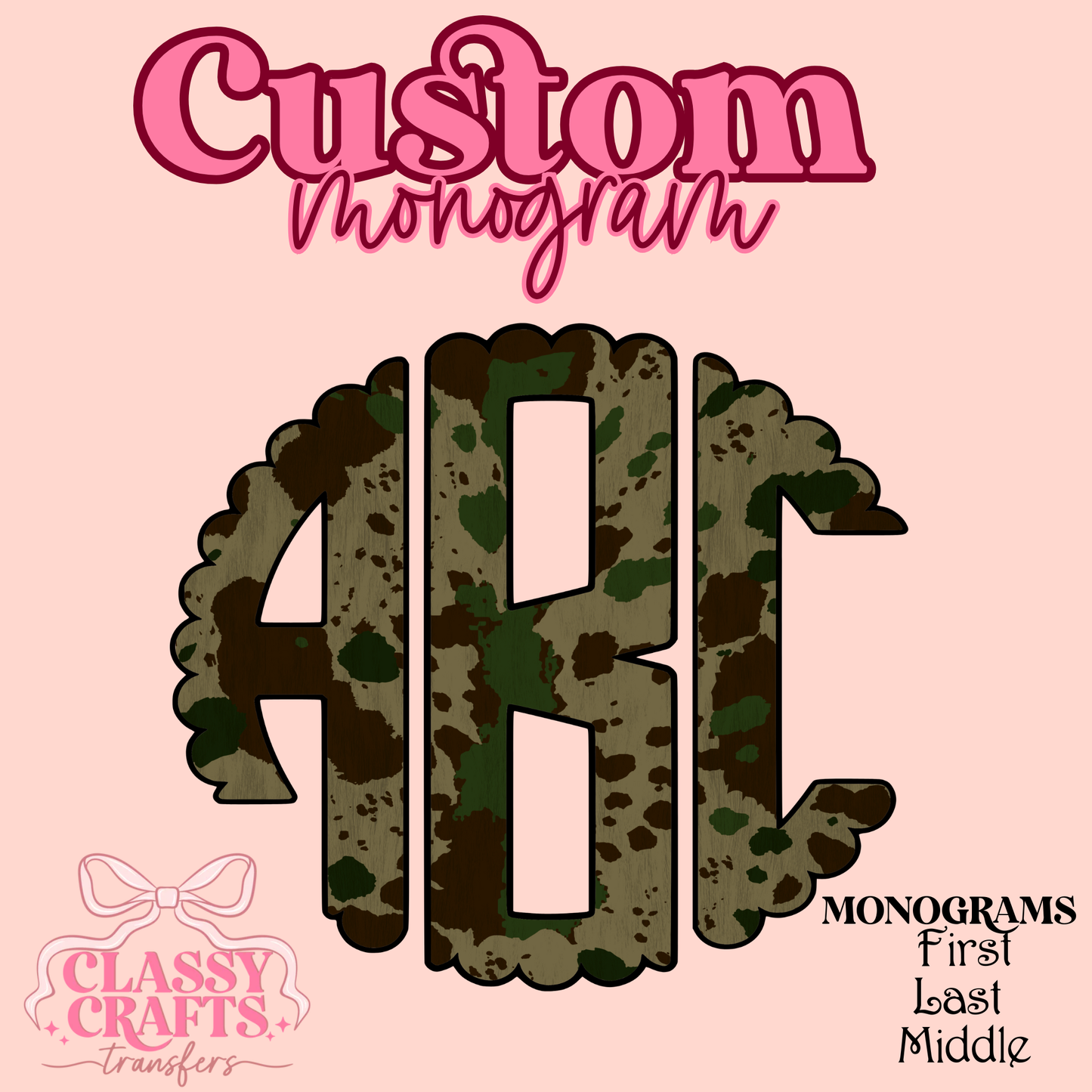 Camo Cowhide - Custom Monogram Transfer