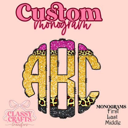 Pencil Leopard- Custom Monogram Transfer