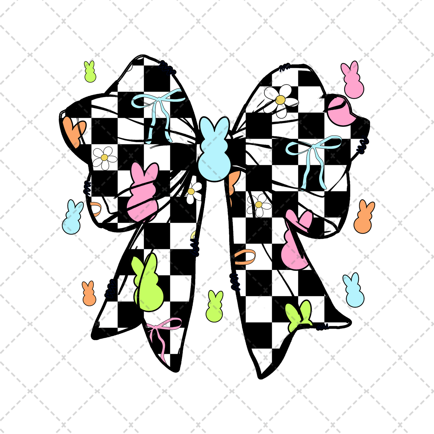 Retro Checkered Bow Transfer