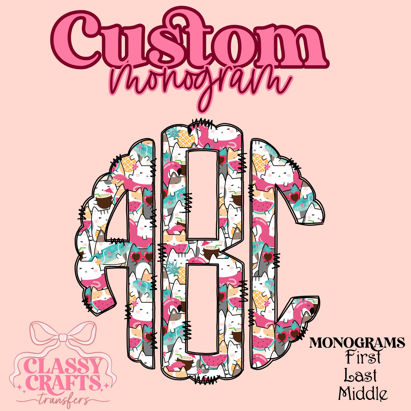 Cat Summer  - Custom Monogram Transfer