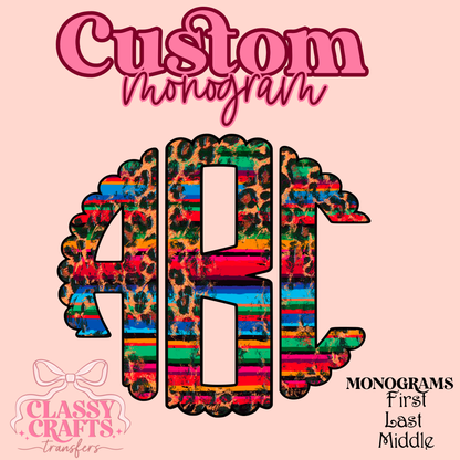 Serape Leopard  - Custom Monogram Transfer