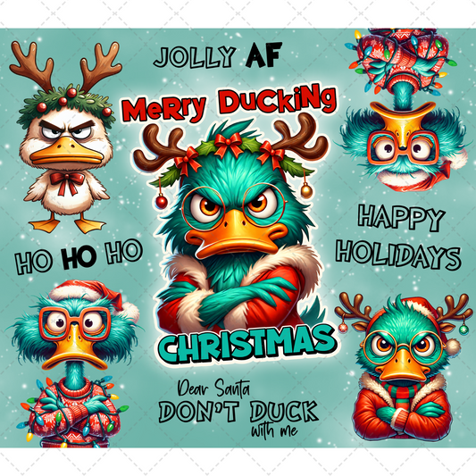 Merry Ducking Christmas Tumbler- Sublimation Transfer