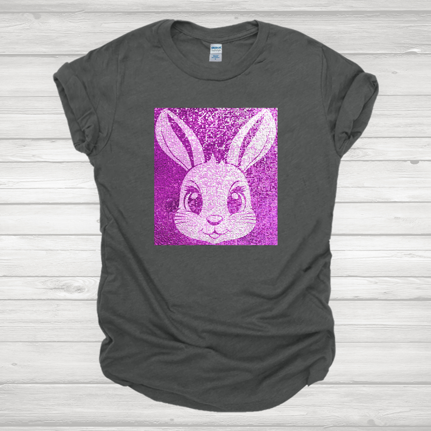 Faux Sequin Purple Bunny Transfer