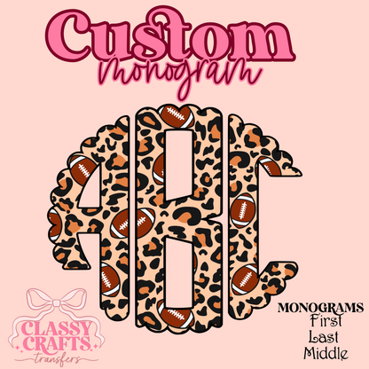 Amercian Football Leopard - Custom Monogram Transfer