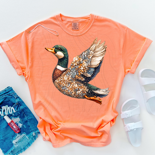 Faux Rhinestone Flying Mallard Transfer