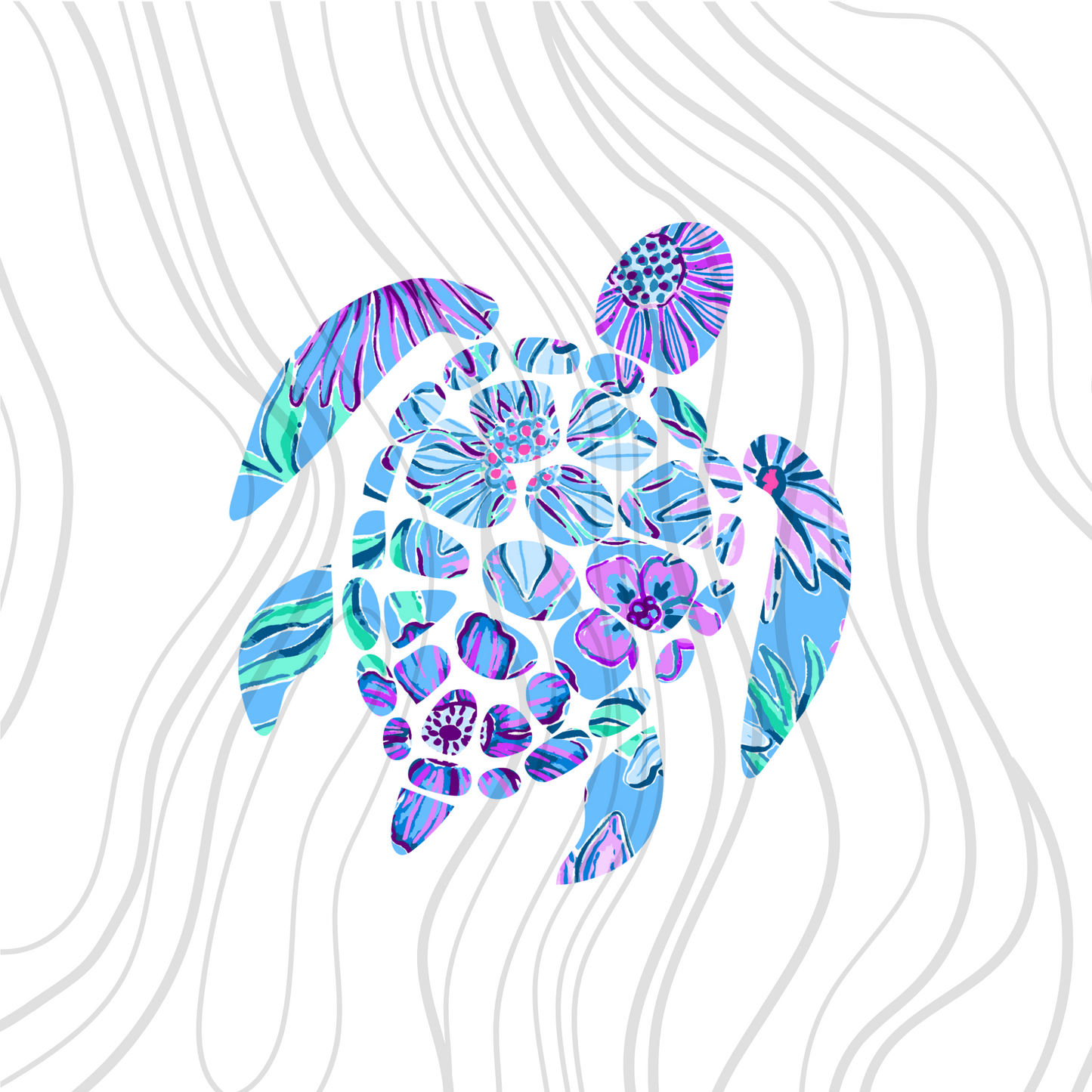 Purple Blue Sea Turtle Transfer