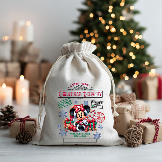 Girl Mouse Santa Sack Transfer
