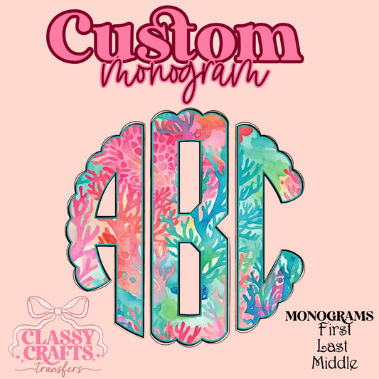 Multi Color Ocean Lilly - Custom Monogram Transfer