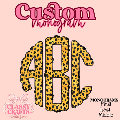 Cheetah - Custom Monogram Transfer