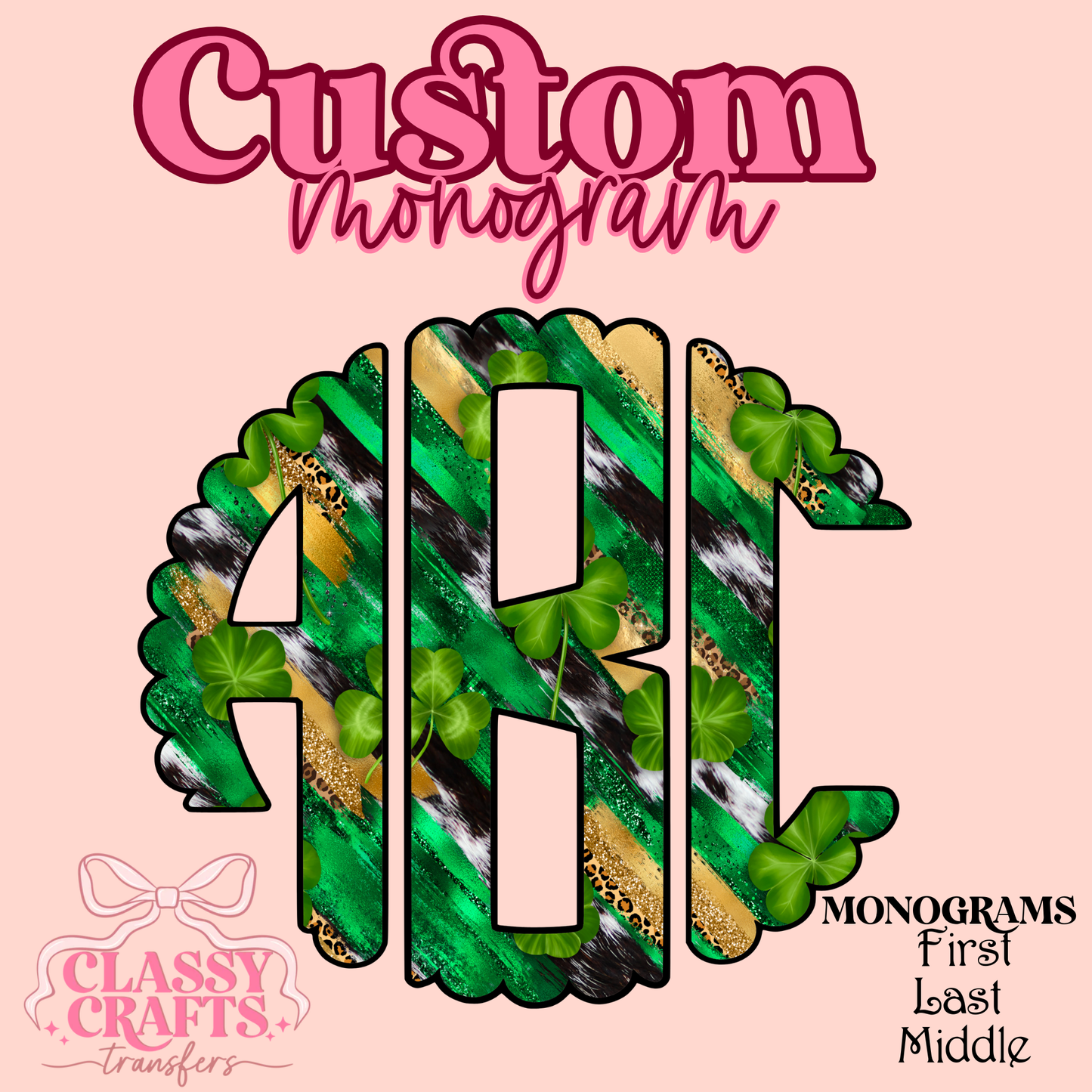 St. Patricks Cowhide Brush - Custom Monogram Transfer