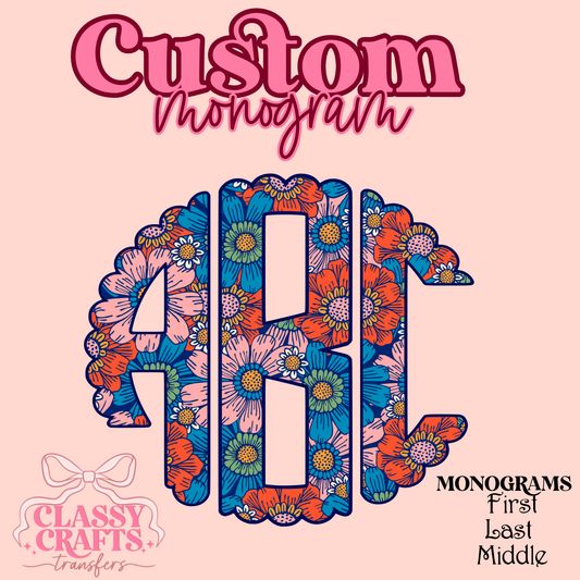 Hippie Summer Flower - Custom Monogram Transfer
