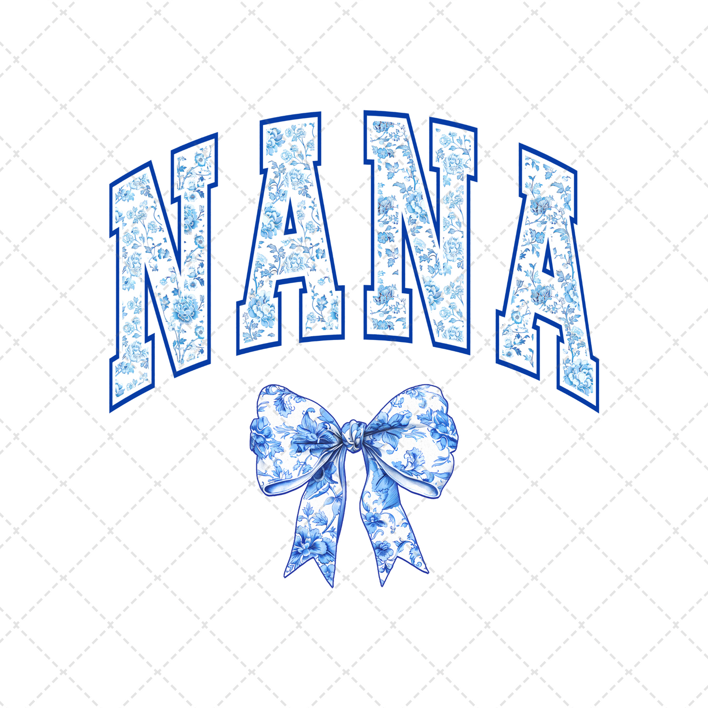 Nana Blue Floral Transfer