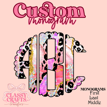 Leopard Multi Color Glitter - Custom Monogram Transfer