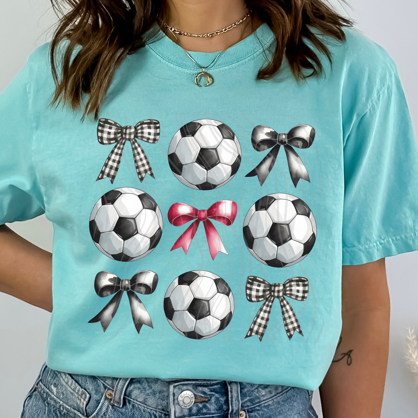Soccer Balls And Bows Transfer