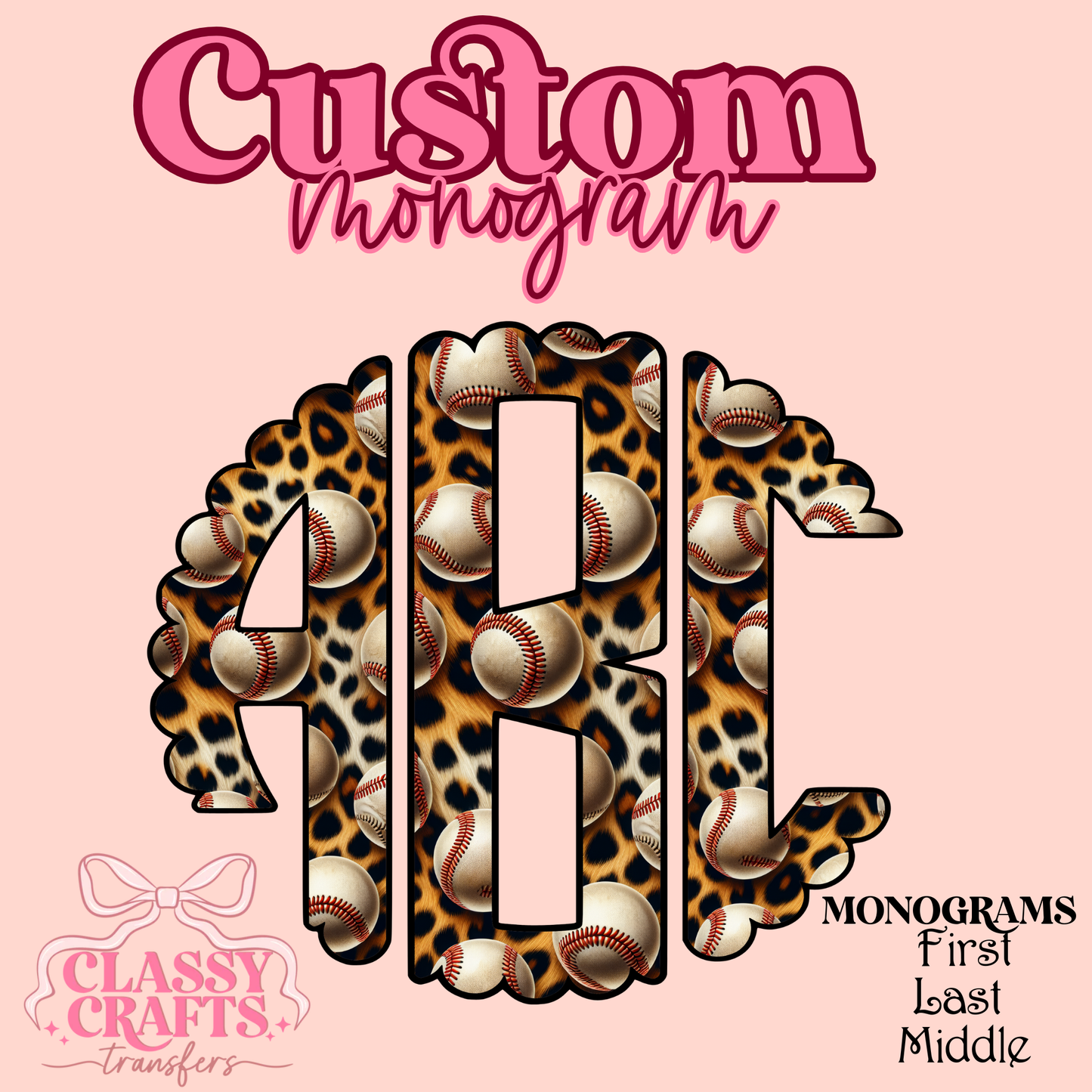 Base Ball Leopard - Custom Monogram Transfer