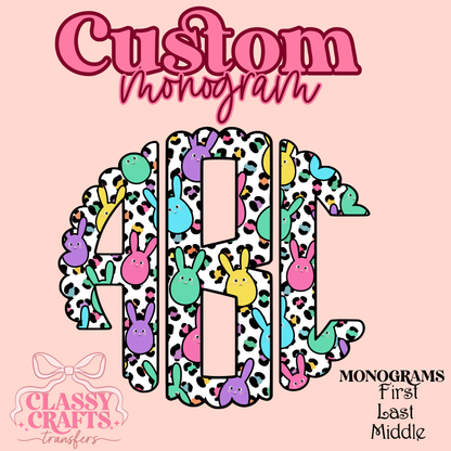 Easter Bunny Eggs Leopard - Custom Monogram Transfer
