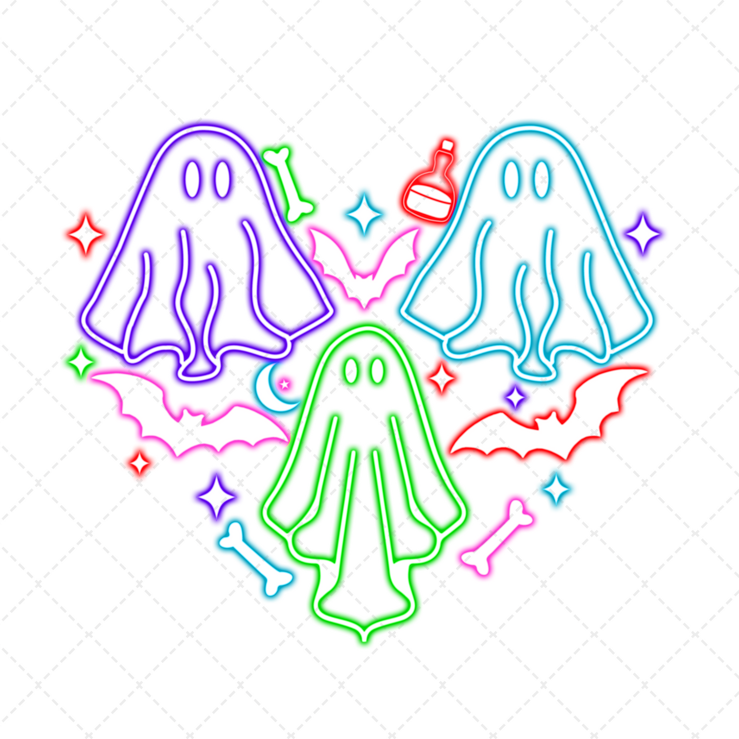 Neon Ghost Heart Transfer