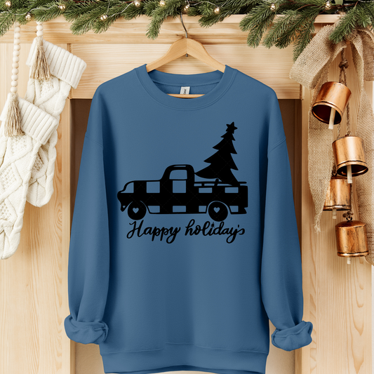 Happy Holidays Checkered Truck Transfer