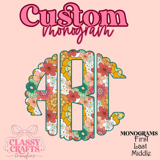 Groovy Spring Flowers  - Custom Monogram Transfer