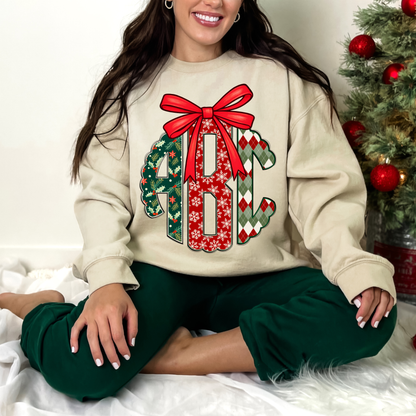 Coquette Christmas Sweater - Custom Monogram Transfer